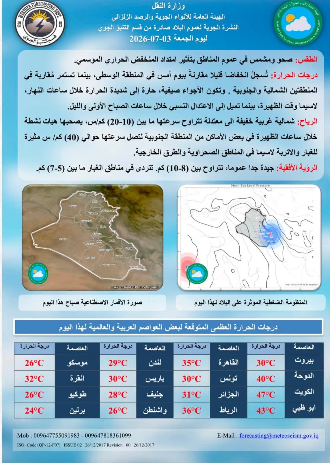 أجواء شديدة السخونة تستمر بحضورها في طقس العراق