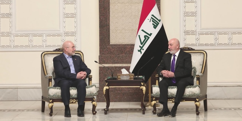 رئيس الجمهورية يستقبل رئيس مجلس الشورى الإيراني في بغداد