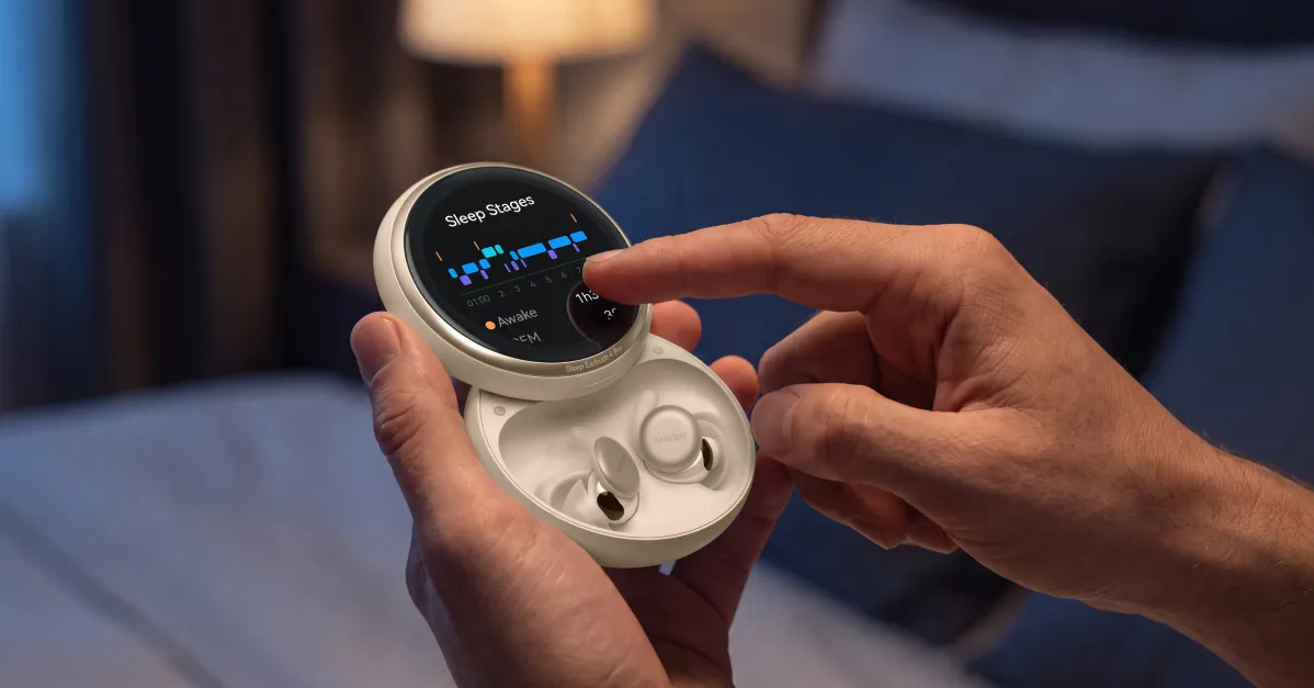 Anker put a screen on the case of its new sleepbuds