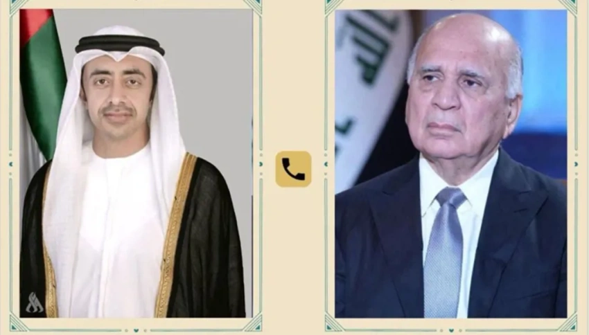 وزيرا خارجية العراق والإمارات يؤكدان أهمية الحوار لاحتواء التصعيد