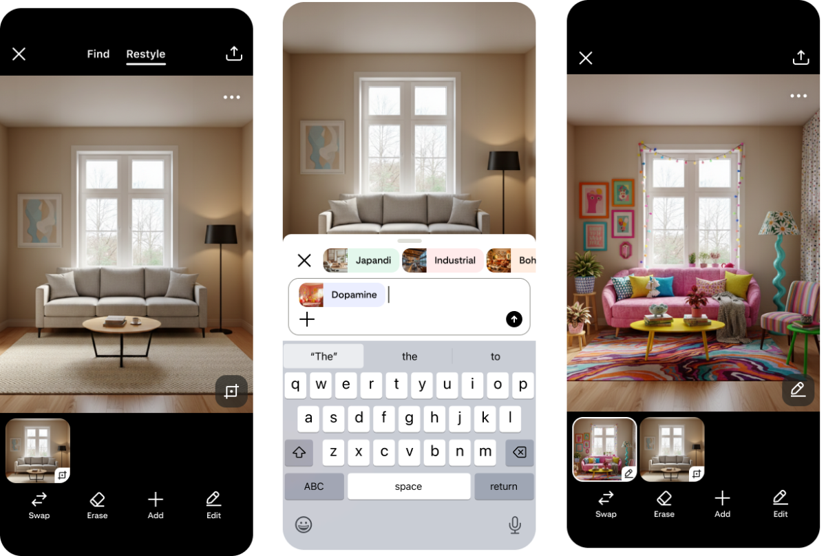 Pinterest teases a new ‘Restyle’ feature that lets you redesign your room with AI